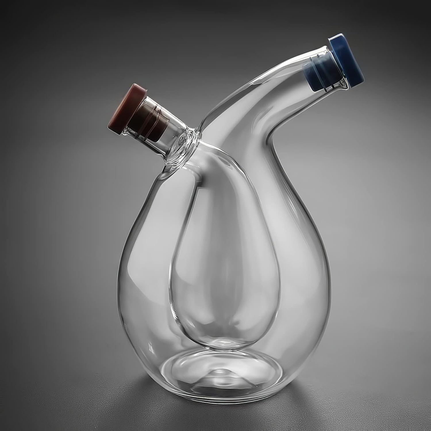 Dispenser per olio, 2 in 1, dispenser per olio d'oliva e aceto, in vetro trasparente, contenitore per condimenti a tenuta stagna, per olio vegetale e oliva, 2 pezzi