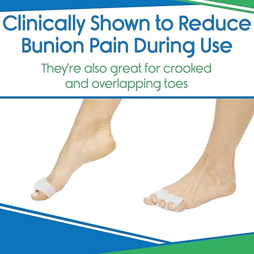 Miniatura 2 de VIVEsole Separadores de dedos de juanete (paquete de 8) separadores de dedos de gel para hombres y mujeres, cojines separadores de dedos grandes