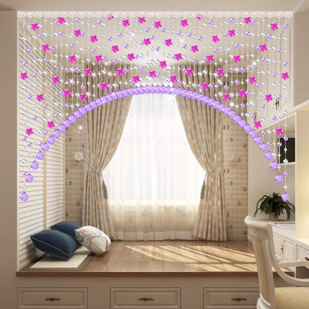 HAPPLiGNLY Beaded Door Curtains for Doorways Crystals Bead String Curtain for Room Dividers Rose Red Living Room Entrance Aisle Suspension Décor -20/30/40/50/60 Strands (Size : 40 Strands-W 1