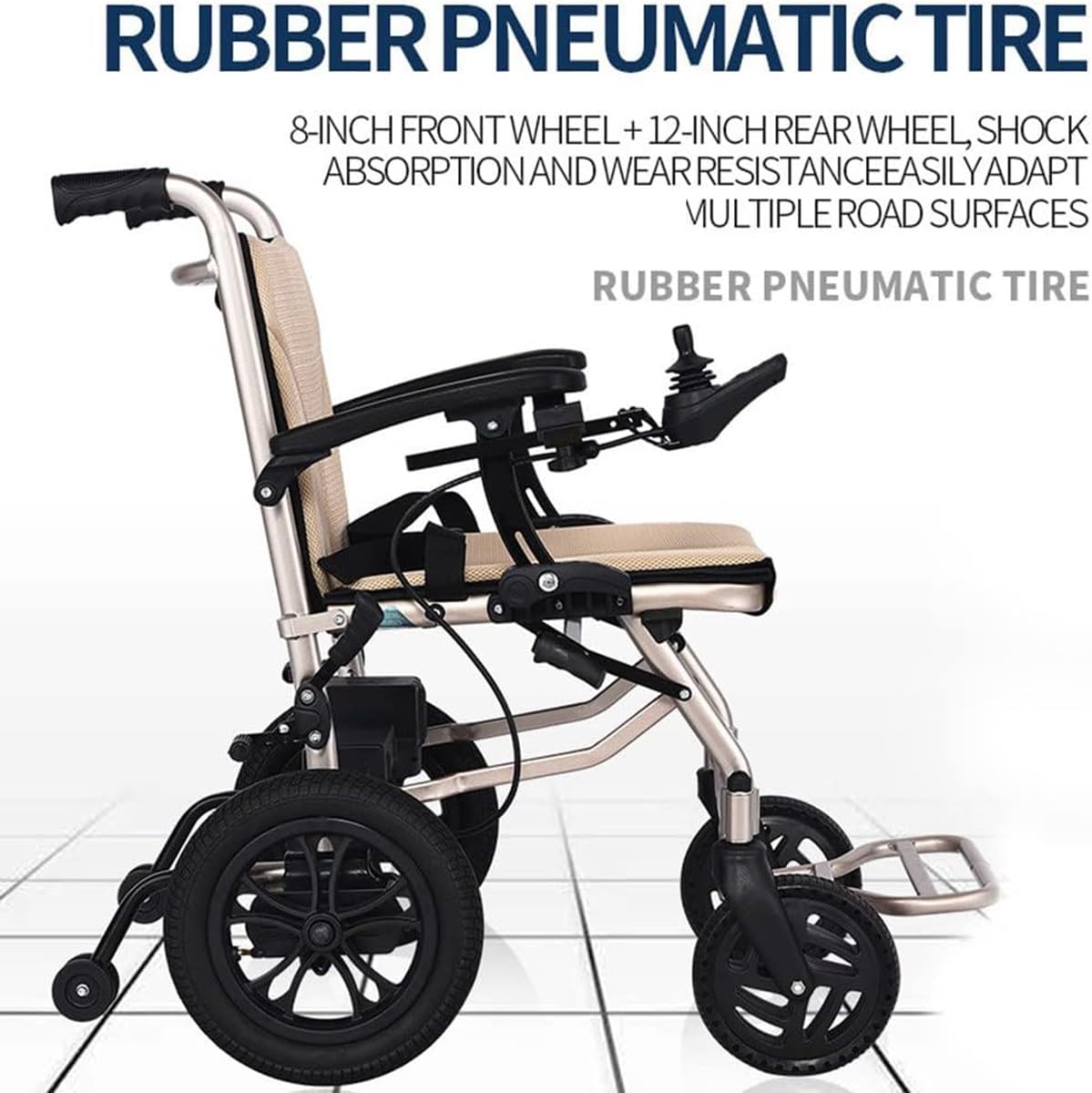 DaoGeSir Sedie A Rotelle Elettriche Pieghevoli per Adulti Anziani Ortopedica Transit Chair di Viaggio Resistente Semoventi Sedia A Rotelle con Braccioli Ribaltabili E Cintura di Sicurezza