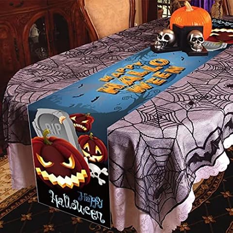 Tischläufer Halloween Extra Lange, Halloween Tischdeko Waschbar Tischläufer Cover