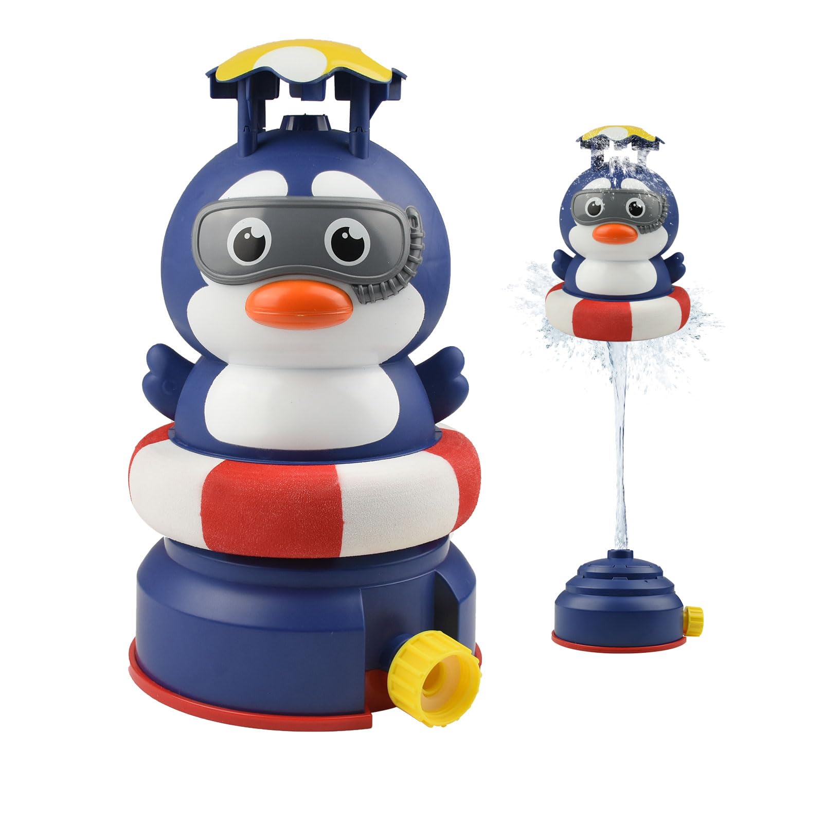 Kikuo Aspersor de Agua de Juguete para niños, Pingüino Sprinkler, Juguetes con aspersor de Agua al Aire Libre césped, Pingüino Juguete Rociar Agua, Rociador Pingüino Giratorio para Jardín Césped
