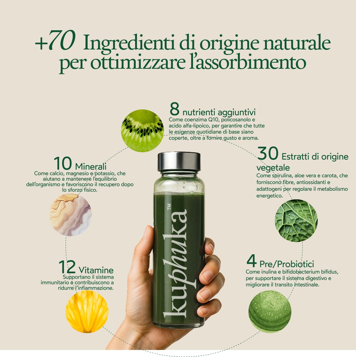 GREENS - Superfood Polvere (411g) con +70 estratti vegetali, supercibo, vitamine, minerali, probiotici, spirulina, Ashwagandha, clorella - 100% naturale (411gr, Ananas e Coco)