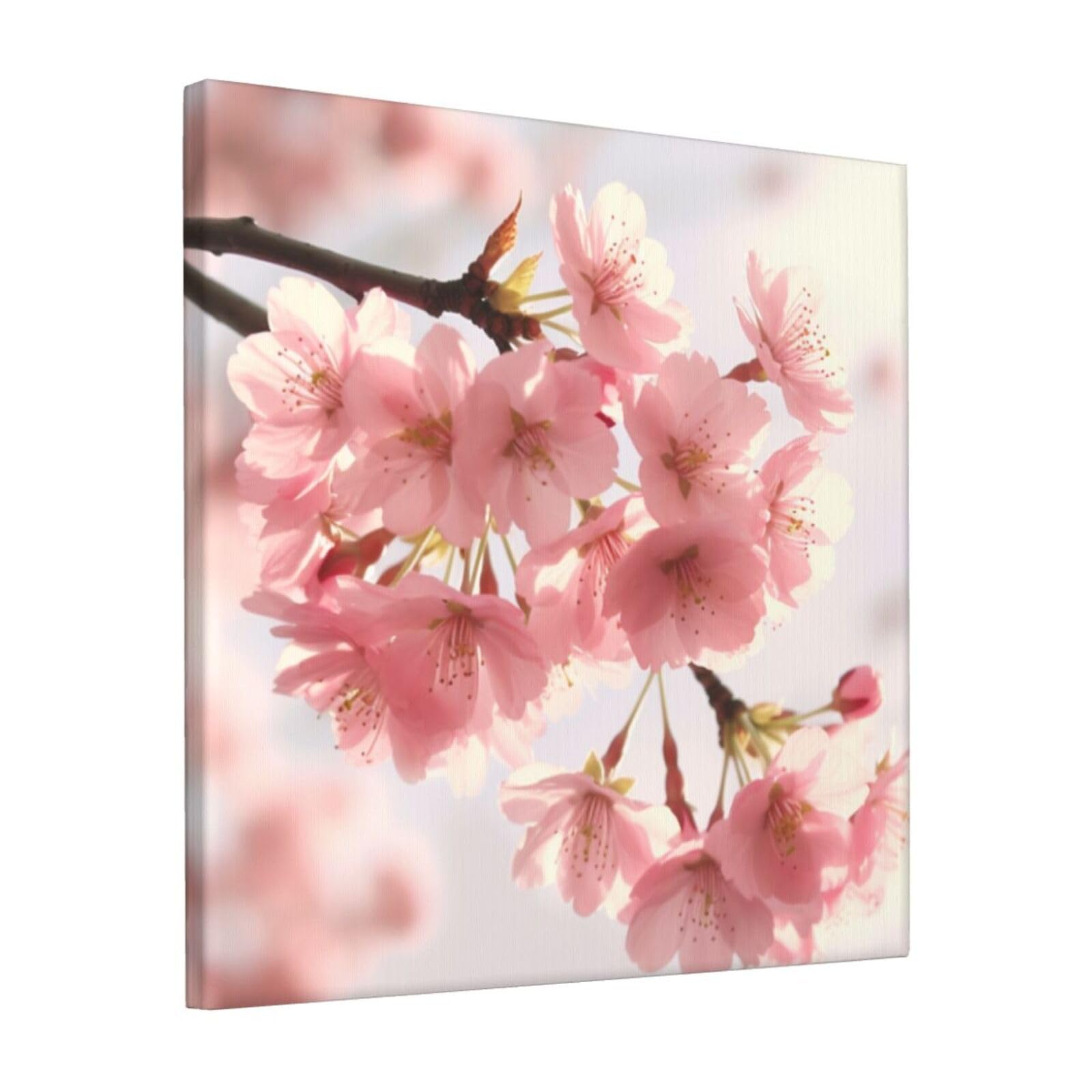 KLOPH cherry blossom Canvas Wall Art for Living Room 12"x12" Modern Artwork Painting for Bathroom Hanging Canvas Prints Aesthetic Wallart for Bedroom Kitchen Office Wall Decor