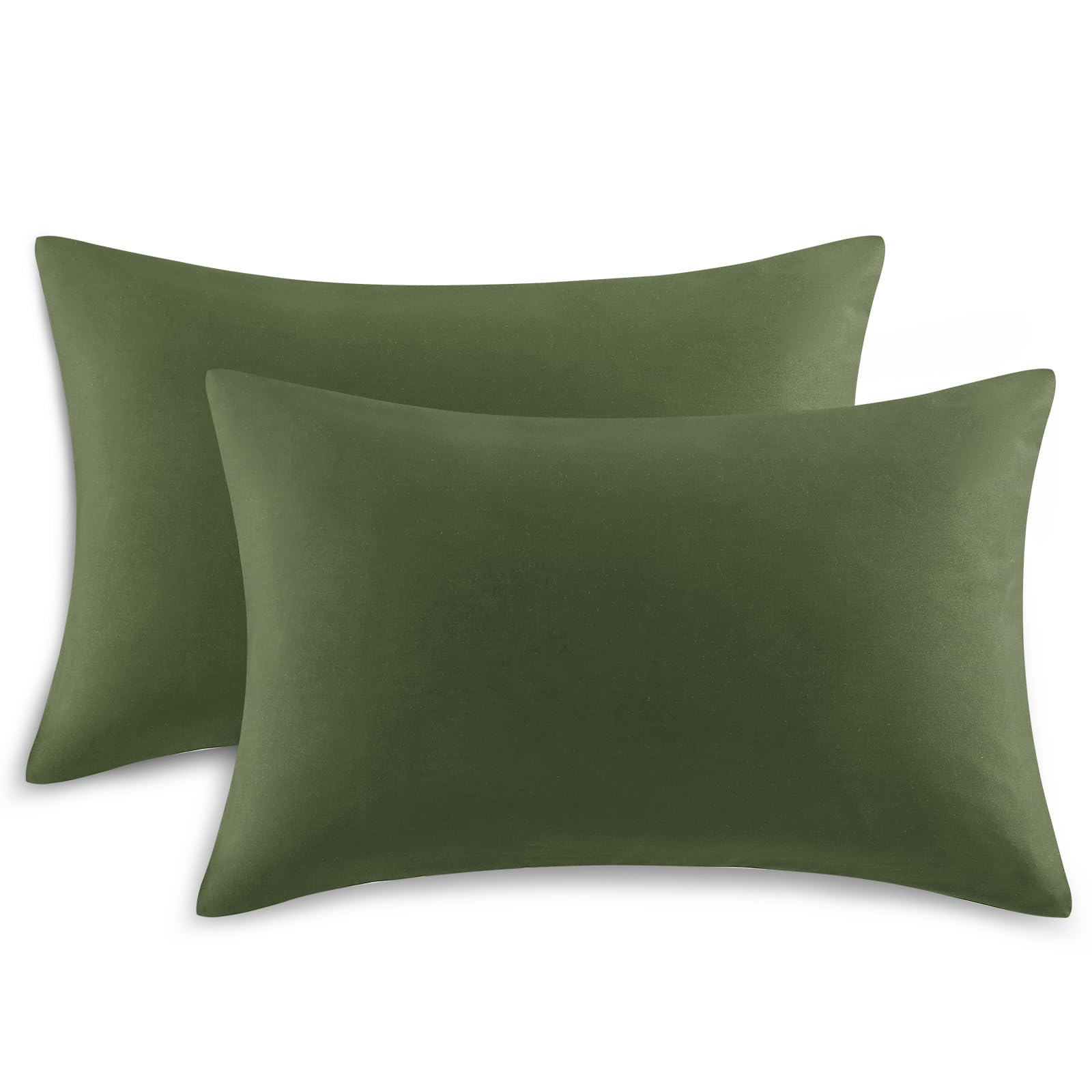 Tifschlaf Pillow Cases 2 Pack - Olive Green Pillowcases Plain Pack of 2, Super Soft Brushed Microfiber Standard Queen Pillow Covers With Envelope Closure, 50x75 cm — image 1