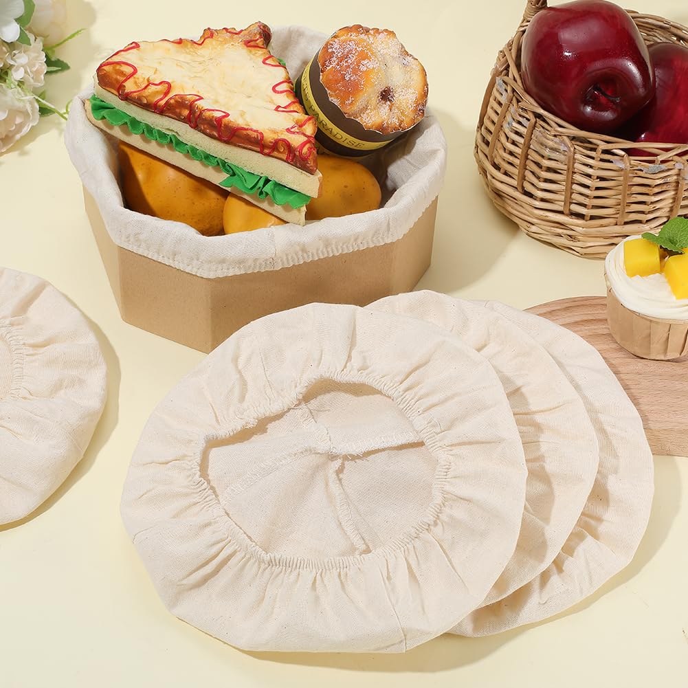 CREATCABIN 6Pcs Bread Proofing Basket Cloth Liner Bread Basket Liner Cloth 9.84Inch Round Baking Dough Basket Cover Natural Rattan Banneton Proofing Cloth for Sourdough Bakery Home Baking Supplies - Image 3
