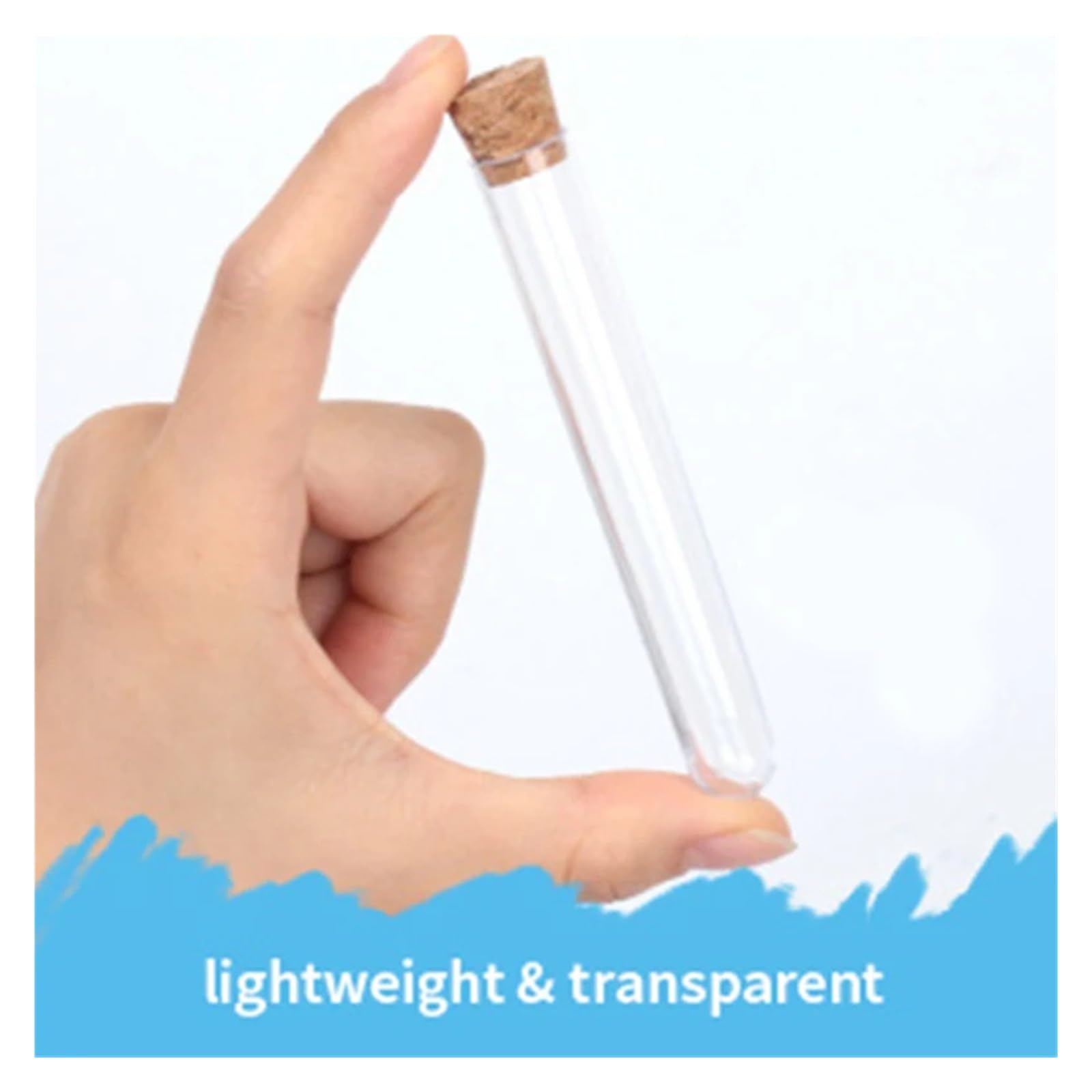 yingyingjia 100 szt. 10 ml 15 x 100 mm laboratoryjne przezroczyste plastikowe probówki z korkami do laboratorium ślubnego i szkoły