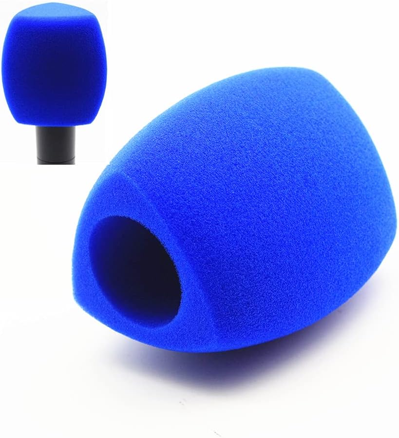 Foam Microphone Windscreen Large Mic Foam Cover Windshields for Handheld Interview Microphone(Blue)