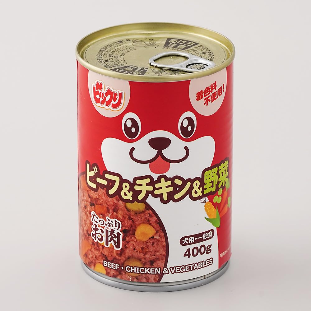Amazon.co.jp: ビックリ 犬缶 ビーフ&チキン&野菜 400g : ペット用品