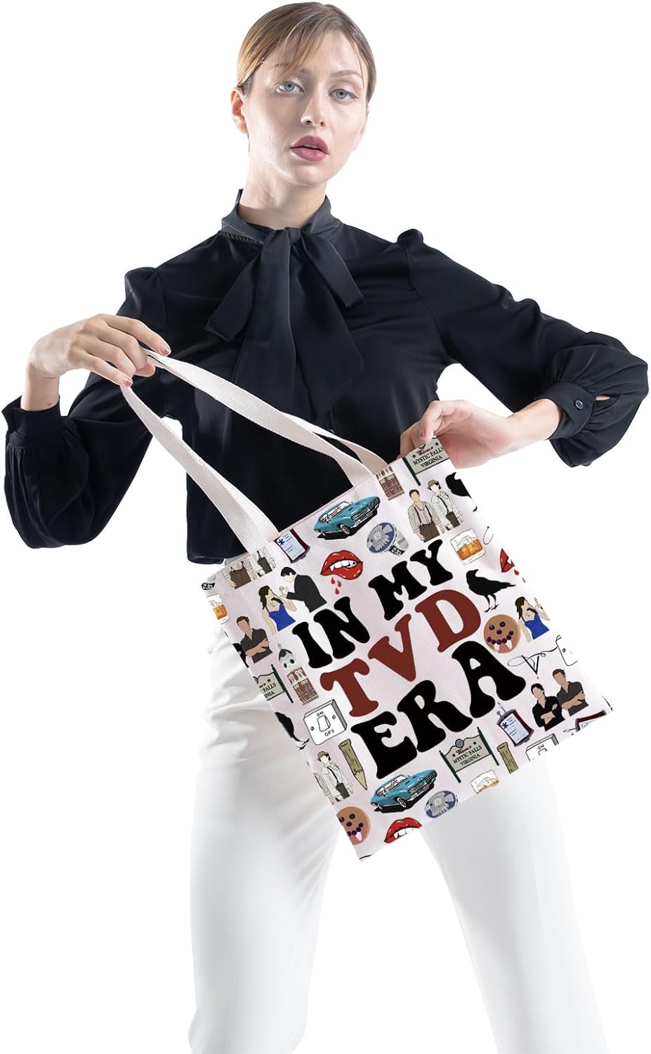 ZJXHPO TVD Tote Bag Vampire Movie Inspired Gift In My TVD Era Reusable Grocery Shopping Bag TVD Merch (TVD Era Tote), Medium - Image 4