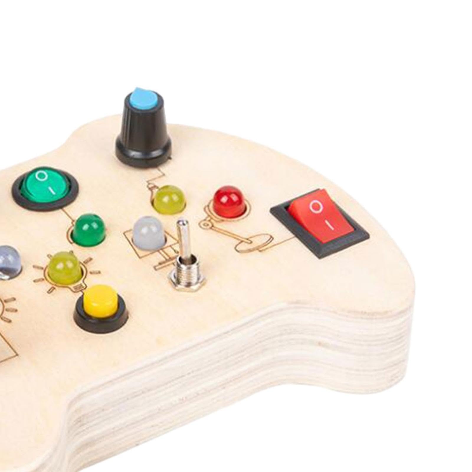 Qianly Busy Board Tablero Sensorial Juguete Educativo Tablero de Interruptores de Luces Tablero de Madera Conmutadores LED Estimulación Temprana