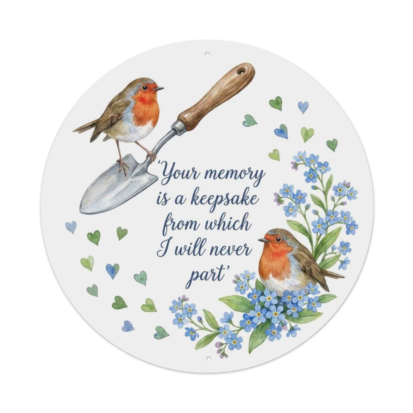 European Robin Memory Keepsake Floral Quote Metal Tin Sign