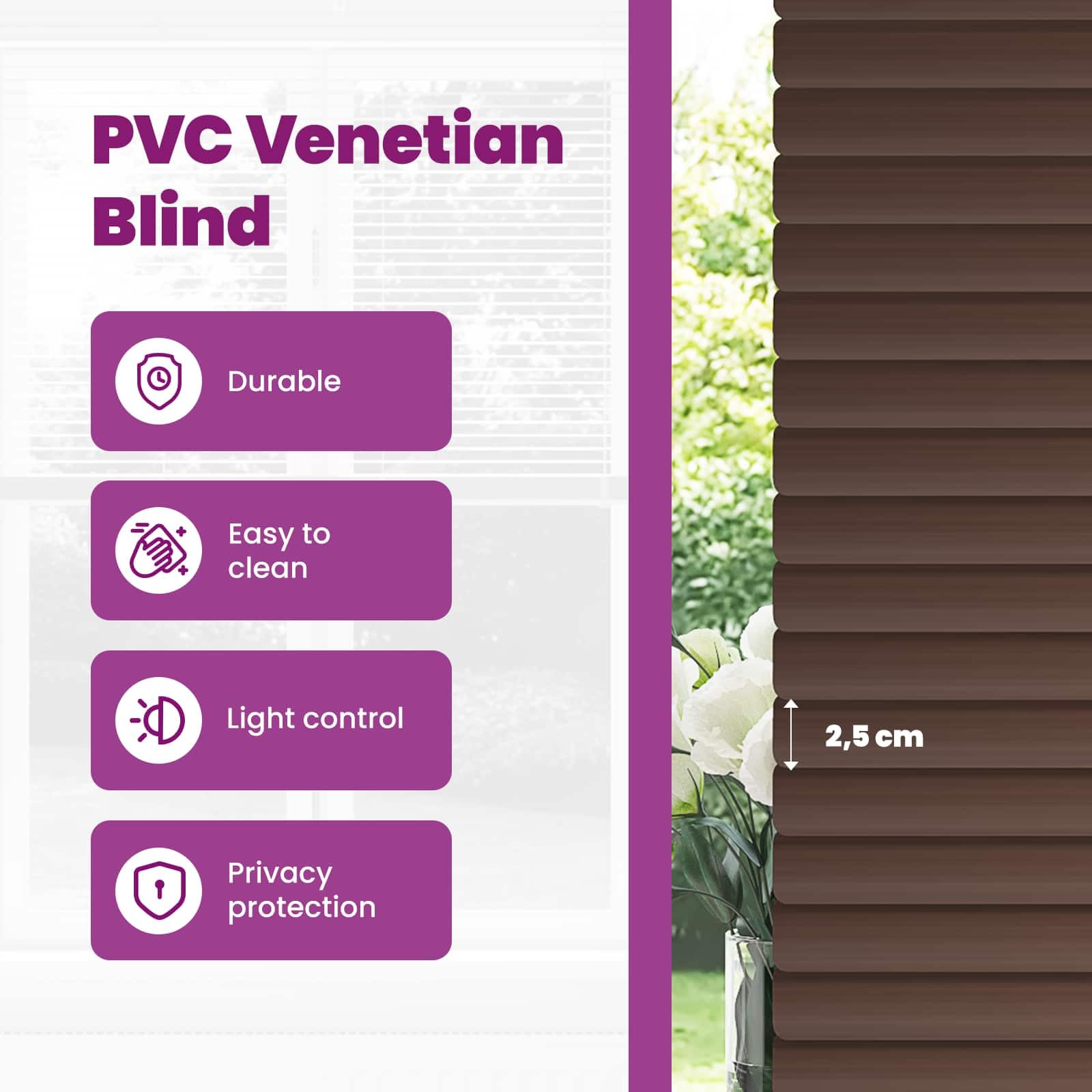 vidaXL Persiana Veneciana Marrón Oscuro con Patrón 150 x 140 cm PVC, Persiana Veneciana Moderna y Resistente para Oficina en casa, filtra luz, Protege privacidad, Uso Interior