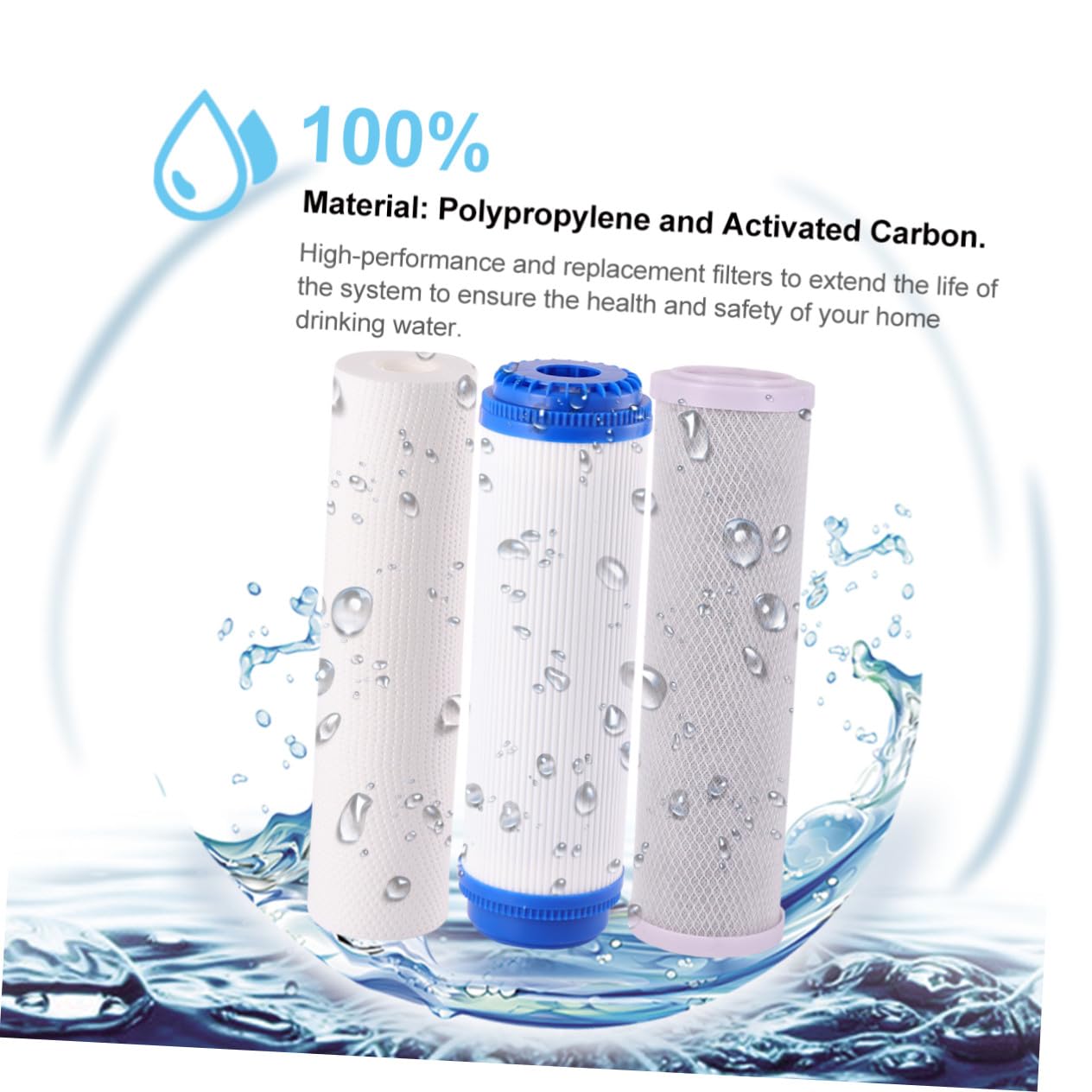 Gatuida Filtre à Eau à Charbon Actif pour Purificateur D'eau Domestique Cartouche en Coton Pp, Grand Débit Impuretés, Compatible Purificateurs