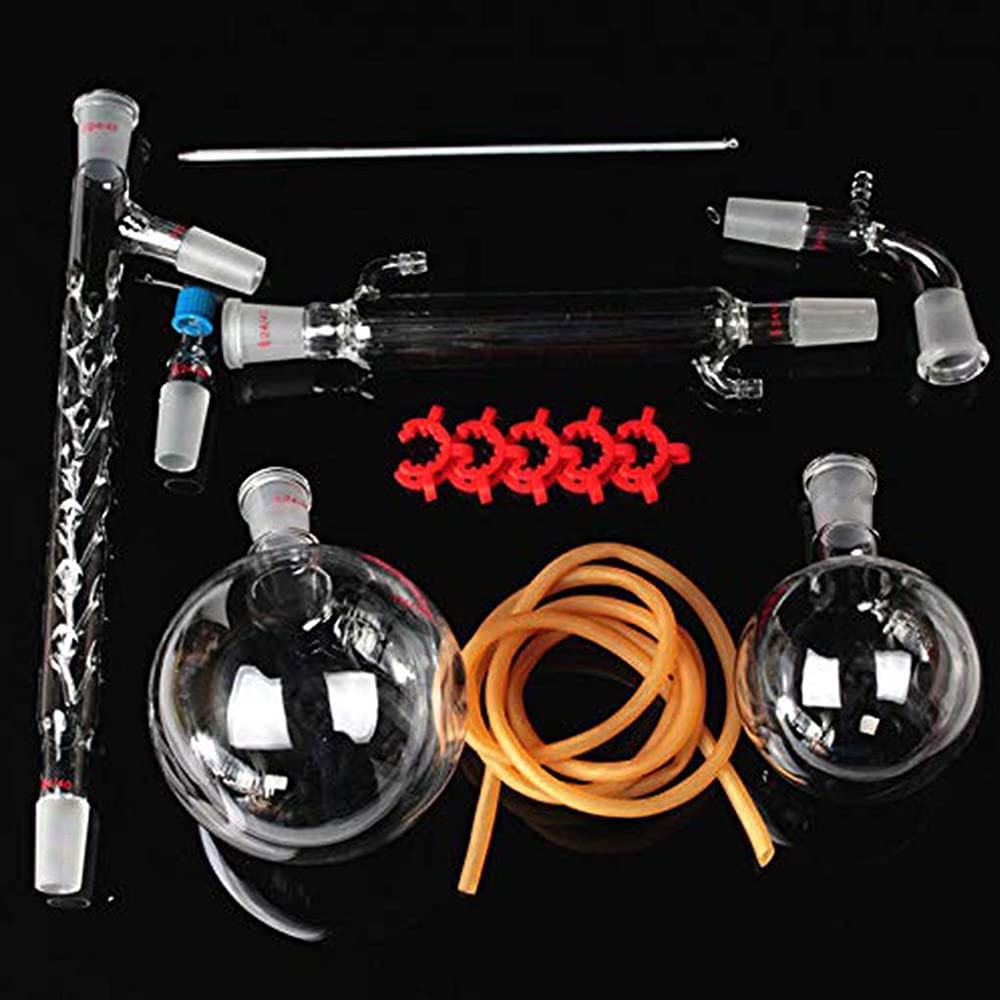 Appareil de distillation en verre 13 pièces, équipement de distillation sous vide de 1000 ml, kit de verrerie de laboratoire de chimie