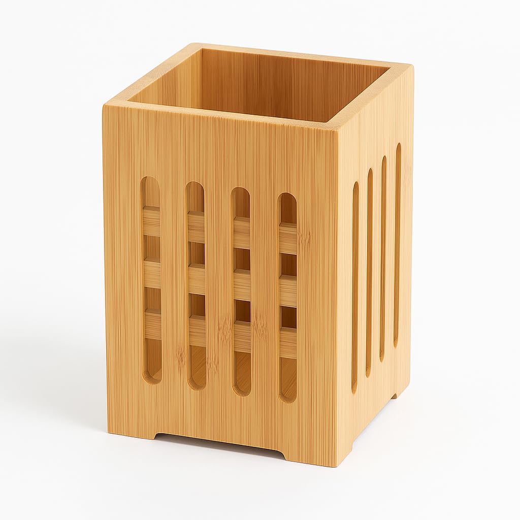 SUWORS Bambu Mutfak Organizeri, Kare 10×10 cm, Pencereli Ahşap Düzenleyici Kutusu