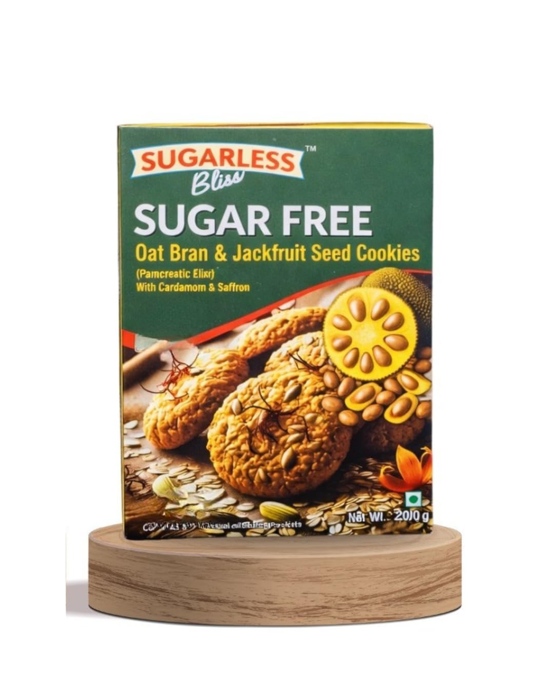 Sugarless Bliss Sugar Free Oat Bran & Jackfruit Seed Cookies | Cardamom & Saffron Flavor | High Fibre Healthy Biscuits | 200g-image-7