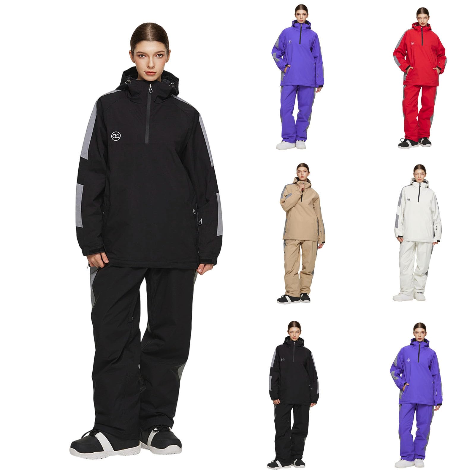 Generisch Trajes de esquí para mujer y hombre, 2 piezas, juegos de snowboard impermeables, resistentes al viento, invierno cálido, chaqueta y pantalones, juego para esquiar, escalada, trajes de nieve