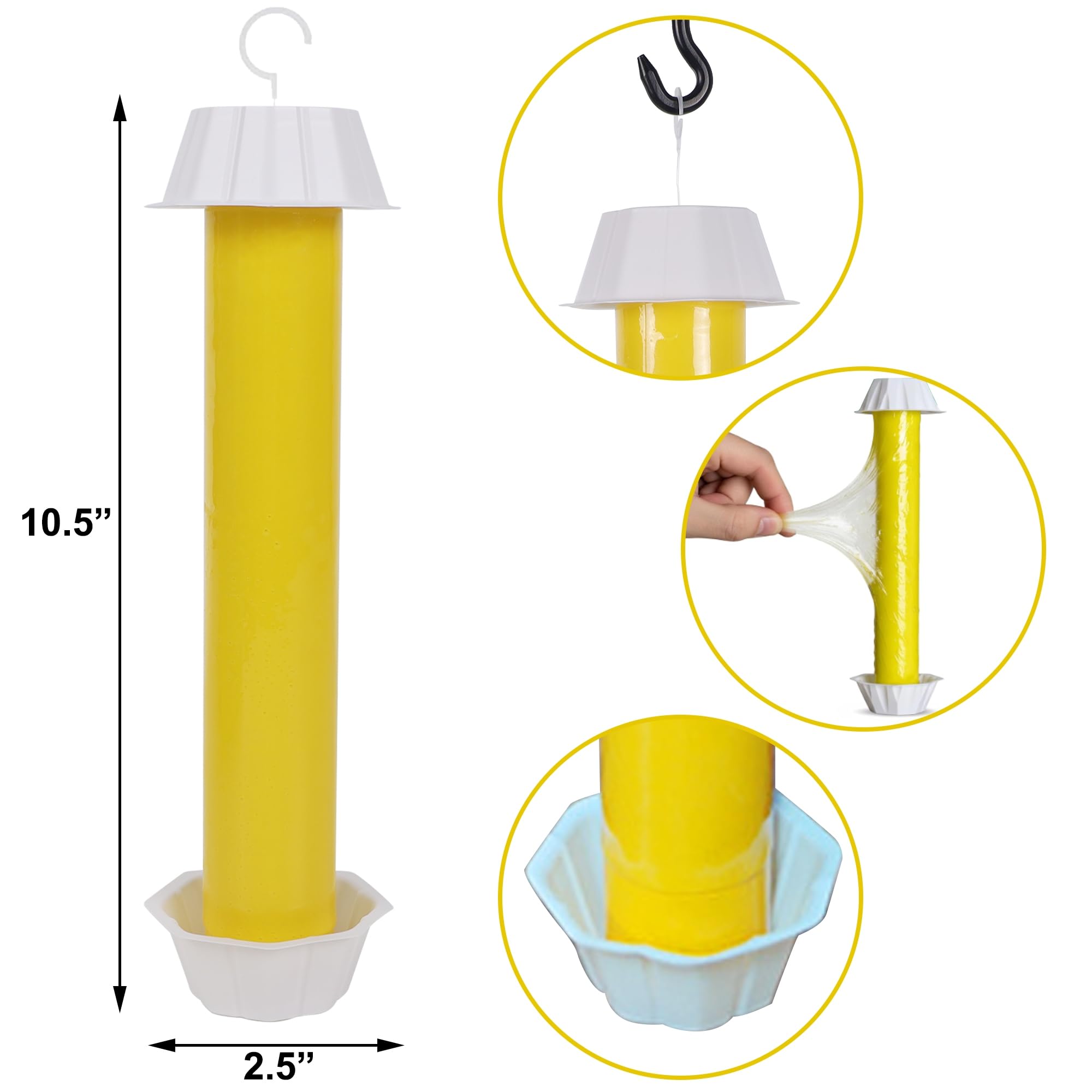 Trampas adhesivas para moscas para interiores y exteriores, 12 unidades, palo para colgar moscas, trampa para insectos voladores, trampa para avispas (amarillo)