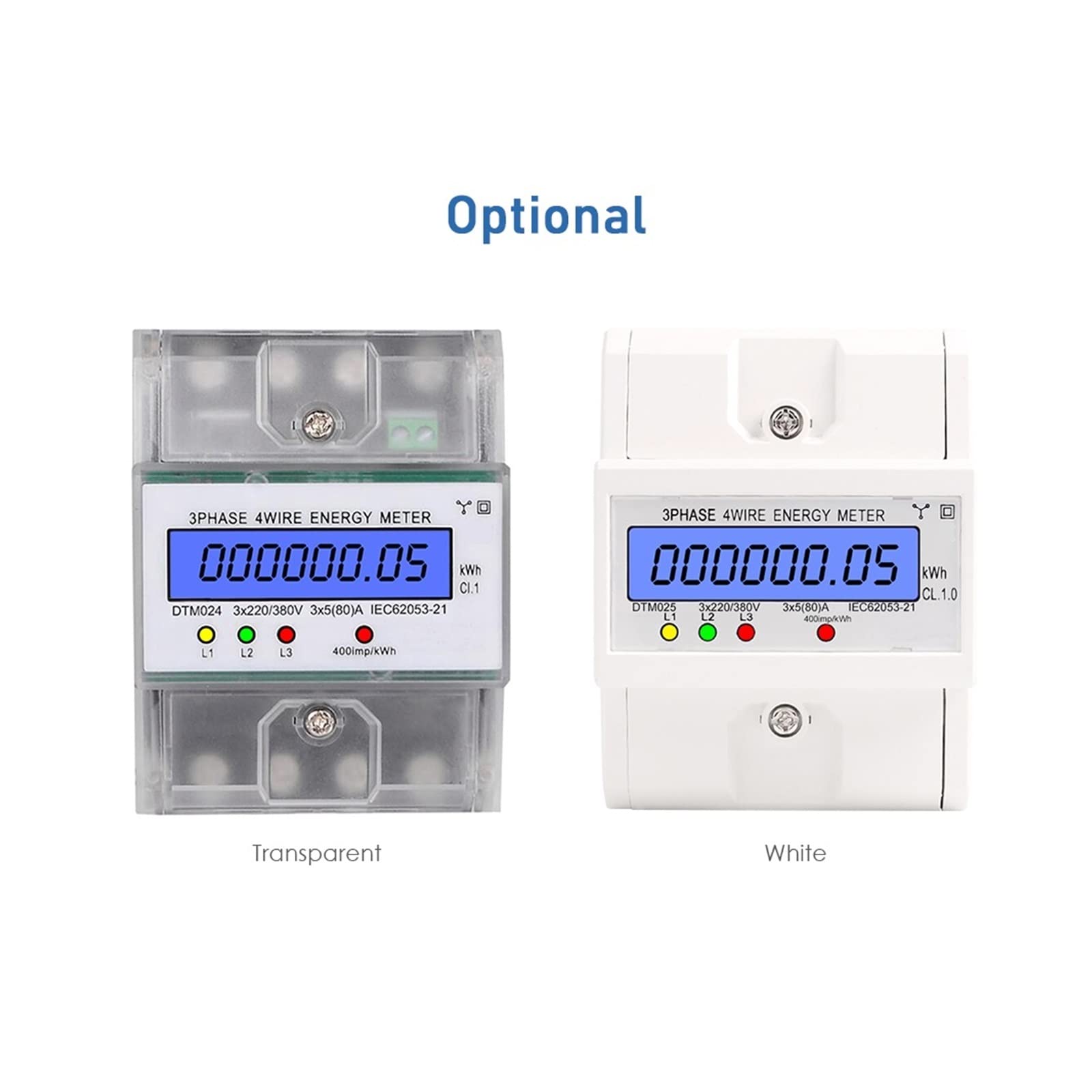 Monitor energii 3-fazowy 4-przewodowy miernik energii 5-80A Zużycie energii Miernik kWh Instalacja szyny DIN Cyfrowy miernik energii elektrycznej (kolor: przezroczysty wewnętrzny6out10, rozmiar: Typ)