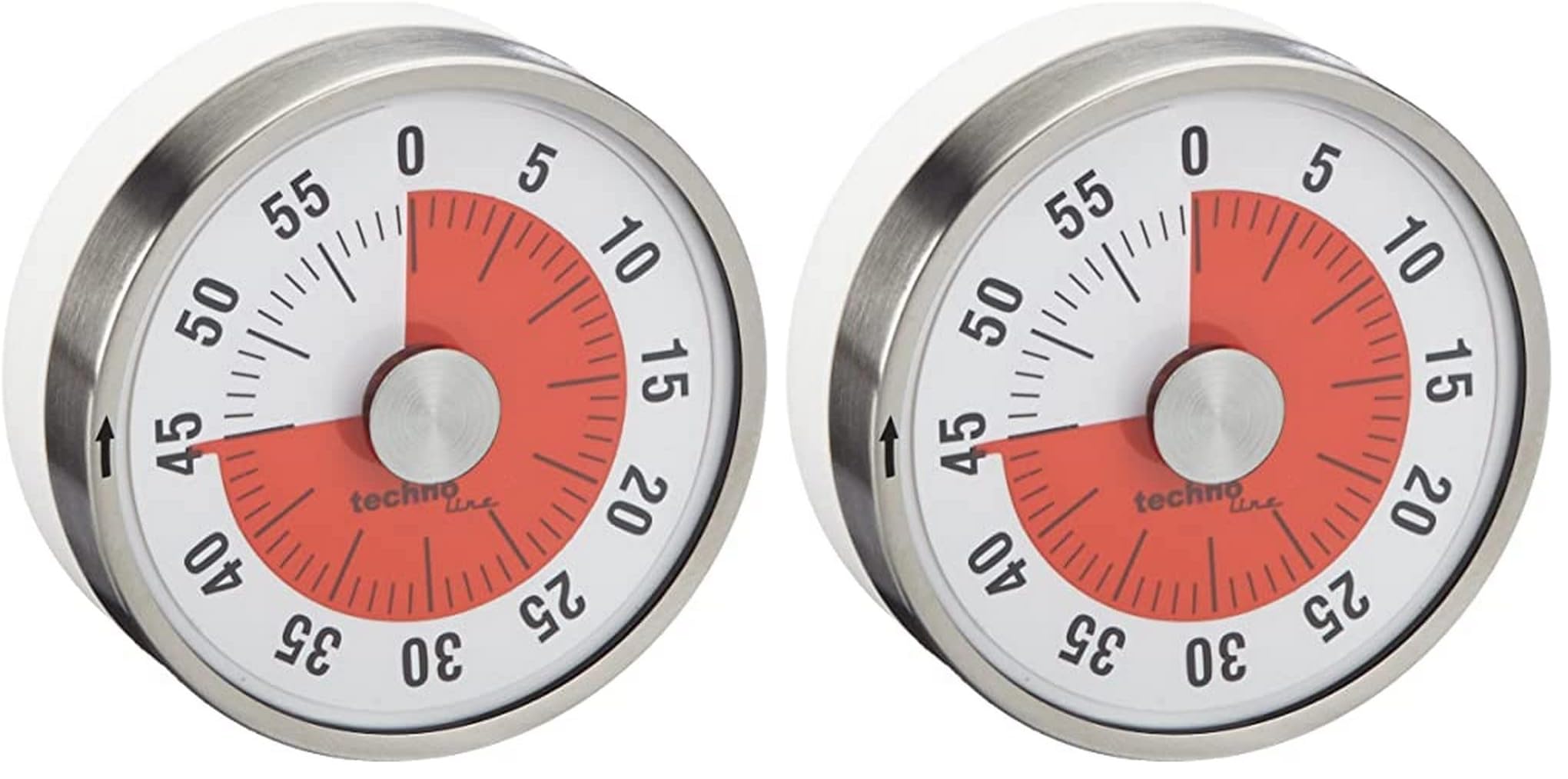 techno line KZW Timer analogique Courte durée en métal (Lot de 2)