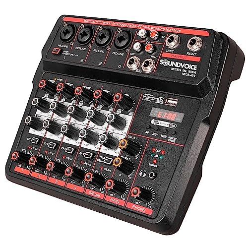 Mesa de Som Compacta MC6BT Soundvoice