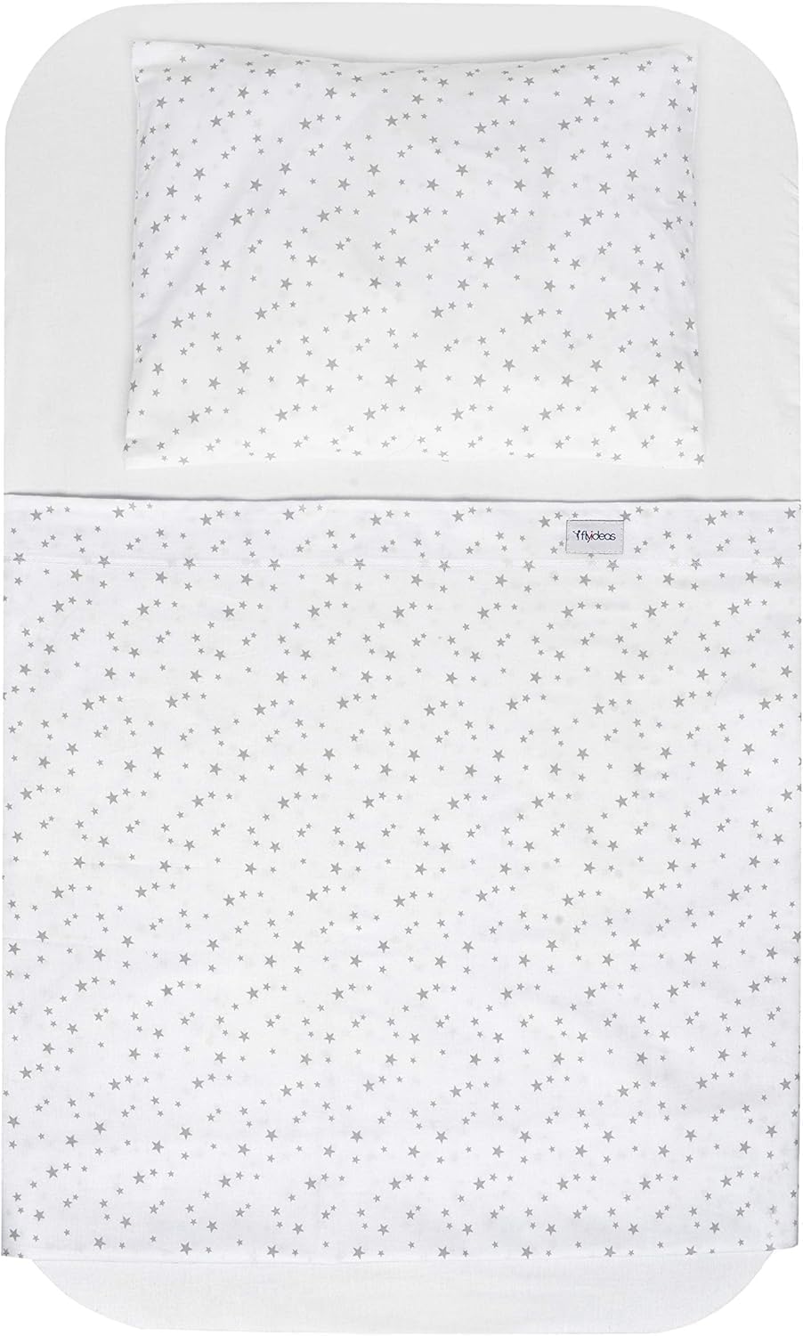 FlyIdeas Lenzuola Next2Me Set MAXI 8 pz, 100% Cotone con 2 Lenzuola Sotto, 2 Traverse Salva Pipi, 2 Lenzuola Sopra & 2 Federe Cuscino per Culle Fianco Letto Neonato e simili (Cute Bears, 83x50 cm)