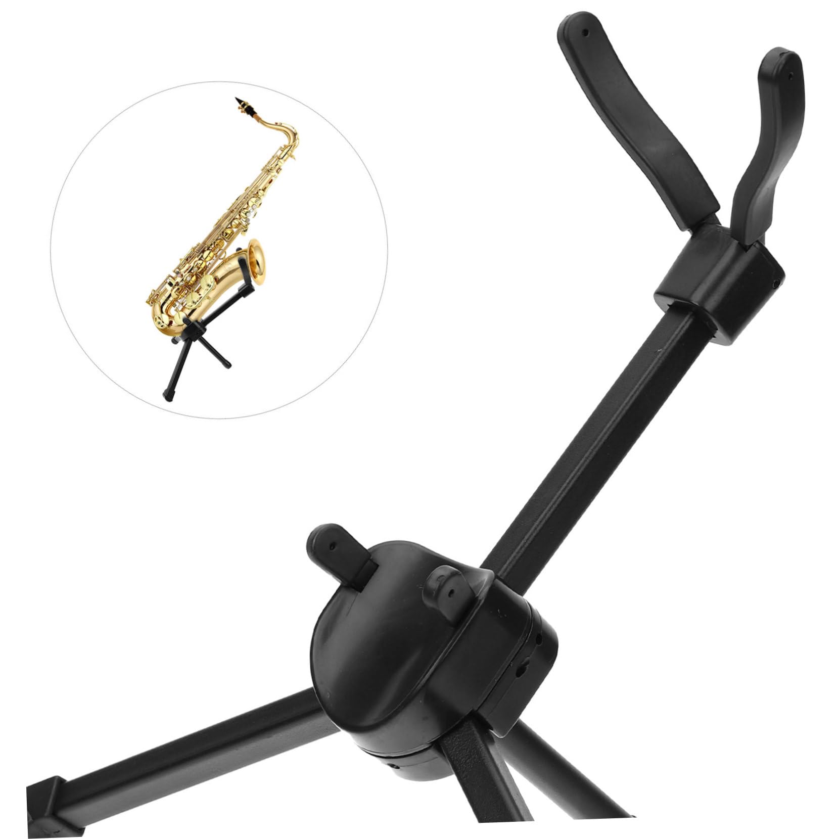 TOYANDONA Robuster Saxophonhalter aus Metall und Abs mit Aufbewahrungstasche Tragbar und Praktisch für Zuhause und Ausstellung Zusammenklappbarer Tenorsaxophonständer in Schwarz