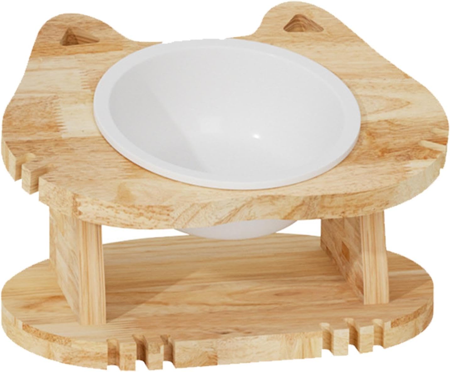 Wooden Elevated Cat Bowl Prevent Vomiting Pet Food Bowls