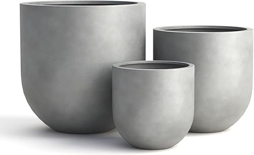 Miniatura 2 de DTY Signature Mount Antero - Maceta moderna en forma de bala de fibra de fibra ligera y duradera para interiores y exteriores, agujero de drenaje y