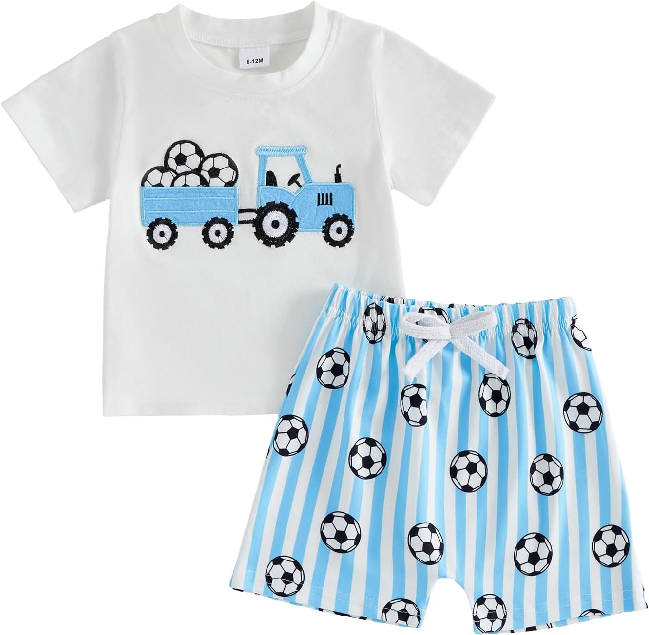 Sasaerucure Infant Toddler Baby Boy Summer Outfit Short Sleeve Shirts Soccer T-shirt with Shorts Bottoms 2Pcs Kids Clothes