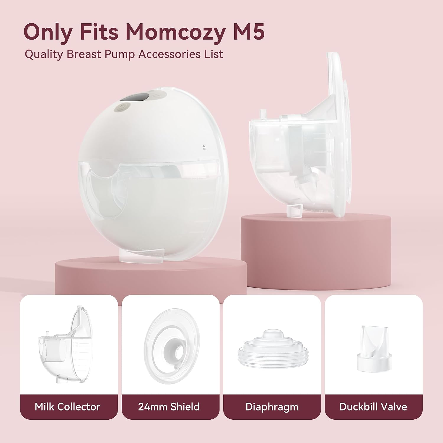 Breast Pump Parts Compatible with Momcozy M5, 2 Full Collection Cups