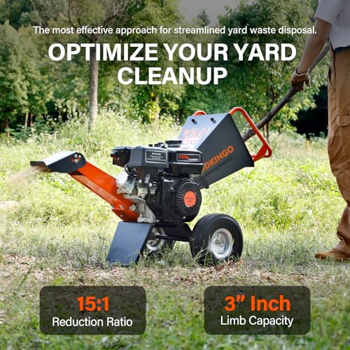 Wood Chipper Shredder Mulcher Heavy Duty 7 HP Gas Powered Compact Rotor Assembly 3 Inch Max Capacity 212cc Gas Powered Engine 4-Stroke Fast Chipping Chopping for Forestry, Gardens (WK-01) - Image 2