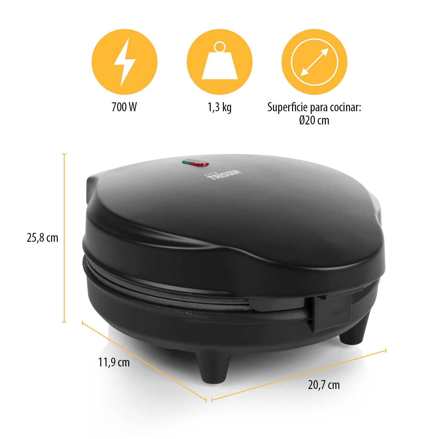 Tristar WF-1170 Máquina para hacer conos - Superficie de 20 cm - Accesorio para hacer conos