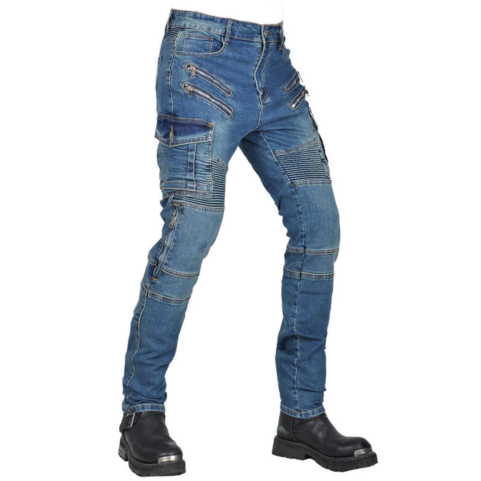 Męskie spodnie motocyklowe Slim Fit Armored Biker Jeans | Z ochronnymi ochraniaczami na kolana ochraniacze bioder trwały dżins do miejskiej przygody