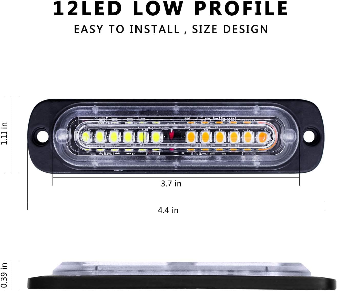 Luces de advertencia LED, 4 piezas de advertencia de emergencia, precaución, peligro, construcción, función de sincronización ultra delgada, para coche, camión, con caja de control principal