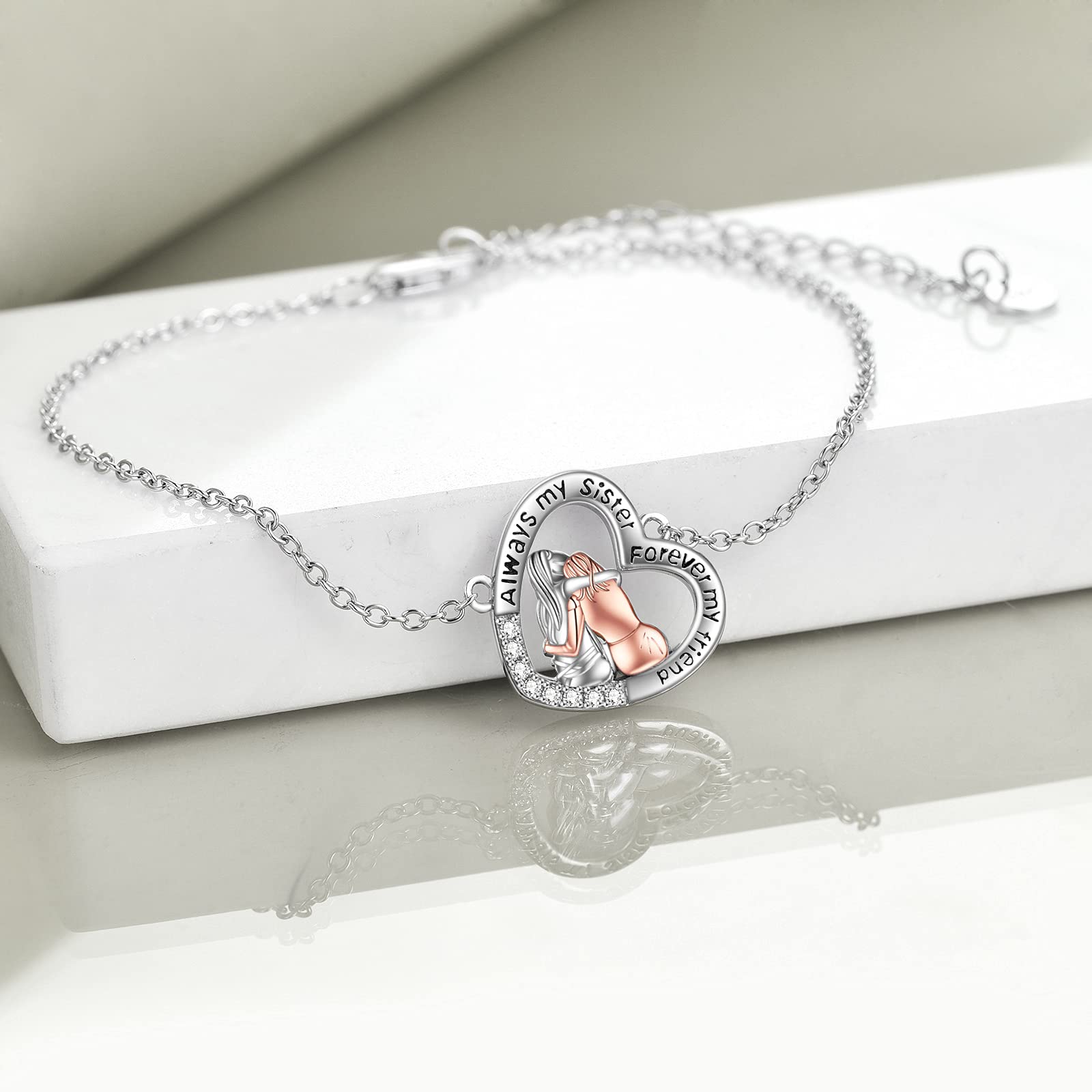 TOUPOP Schwester Armband 925 Sterling Silber Freundschaft Armband für 2/3 Schwestern Damen Schmuck Geschenke für Schwester Beste Freundin Geburtstagsgeschenk Weihnachtsgeschenke