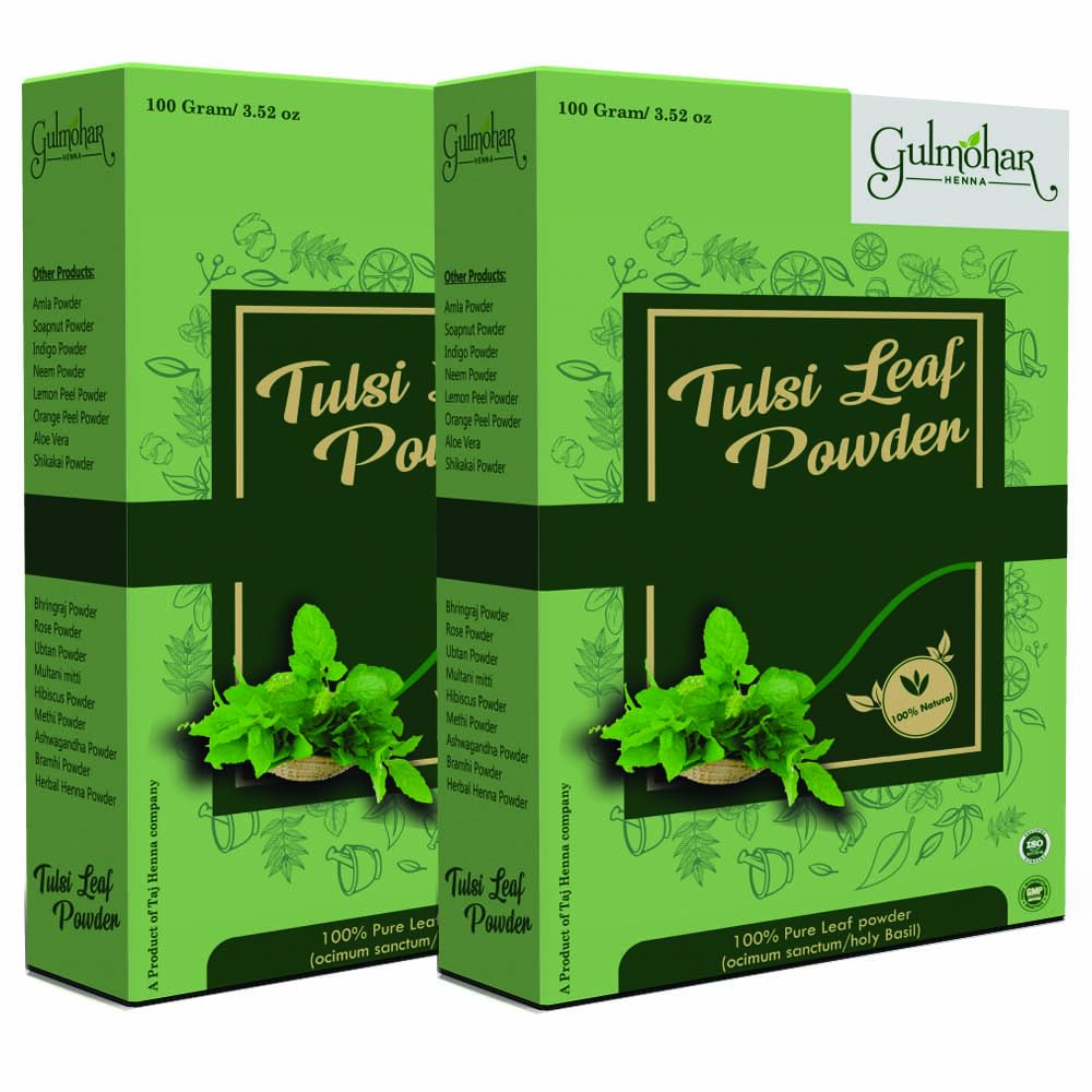 Gulmohar 100% Pure and Natural Tulsi powder For Hair Care - Pack of 2 (200g)