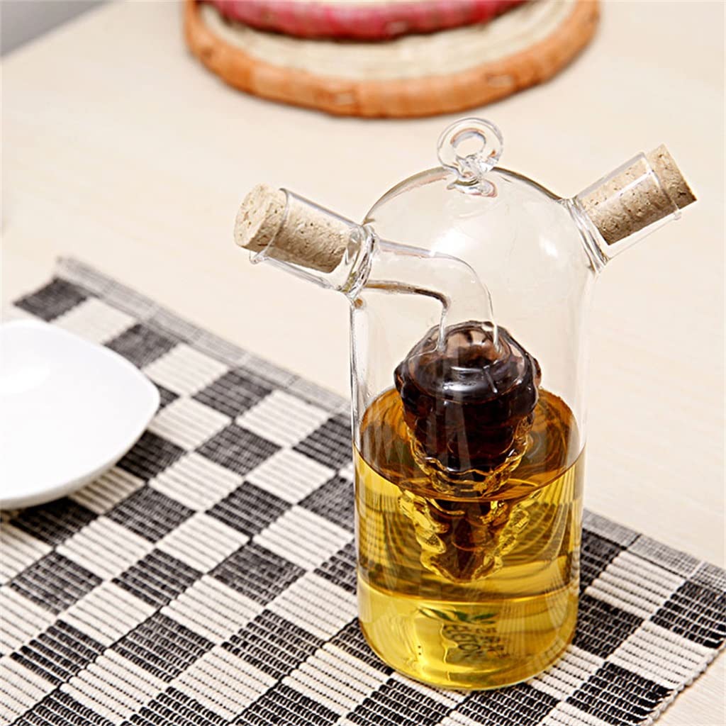 RajoNN Fashion - Olla de Cristal para Salsa de Soja, Botella de Aceite y vinagre, Botella de condimento, Tarro de Cristal, Suministros de Cocina (Color: Transparente, tamaño: 14.1 FL oz)