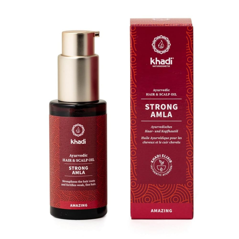 khadi STRONG AMLA Hair Oil - Prevents hair loss & grey hair - Strengthens hair roots - 100% natural, herbal, vegan & silicone-free - 100g