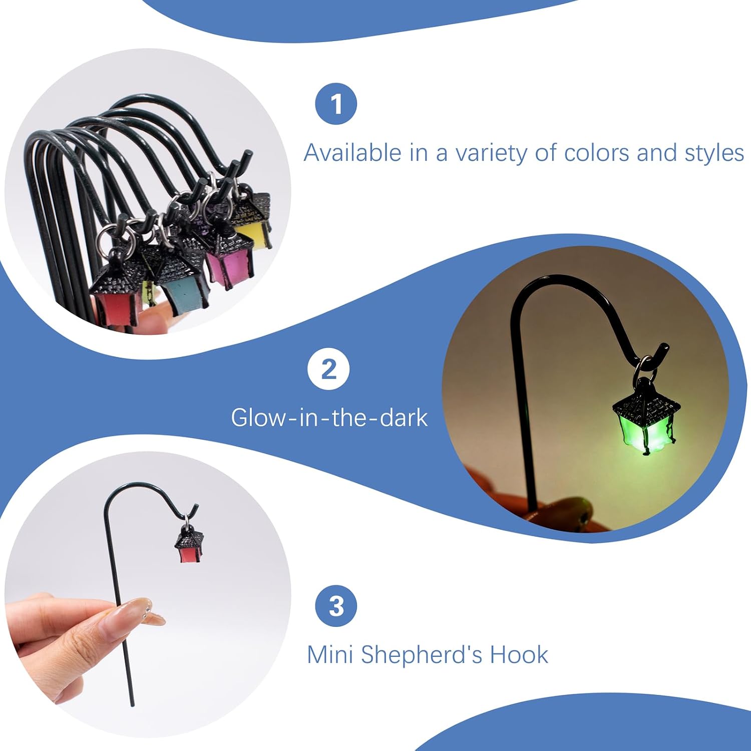 7 PCS Miniature Garden Stakes, Glow in The Dark Tiny Street Light Ornament