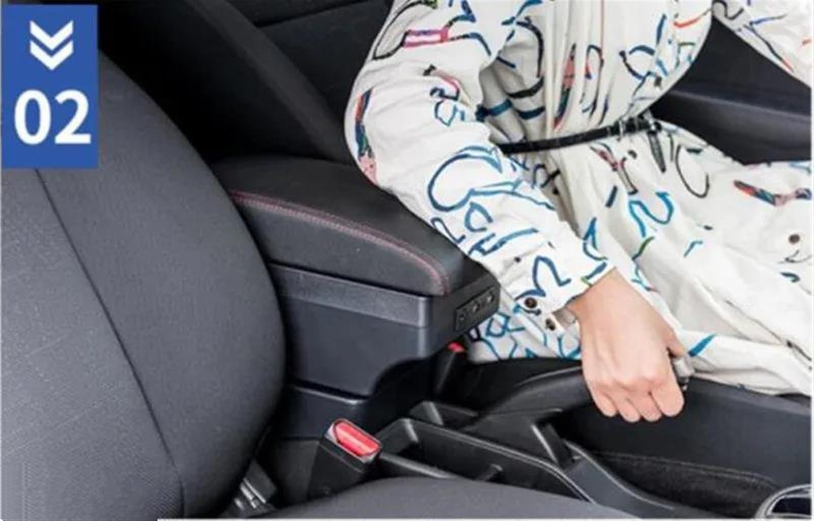 Scatola Bracciolo Con Supporto Multifunzionale Cuscino In PU Accessori Per La Modifica Degli Interni Dell'auto Per Polo 2019-2024 Consolle centrale(B2 red line 3USB)