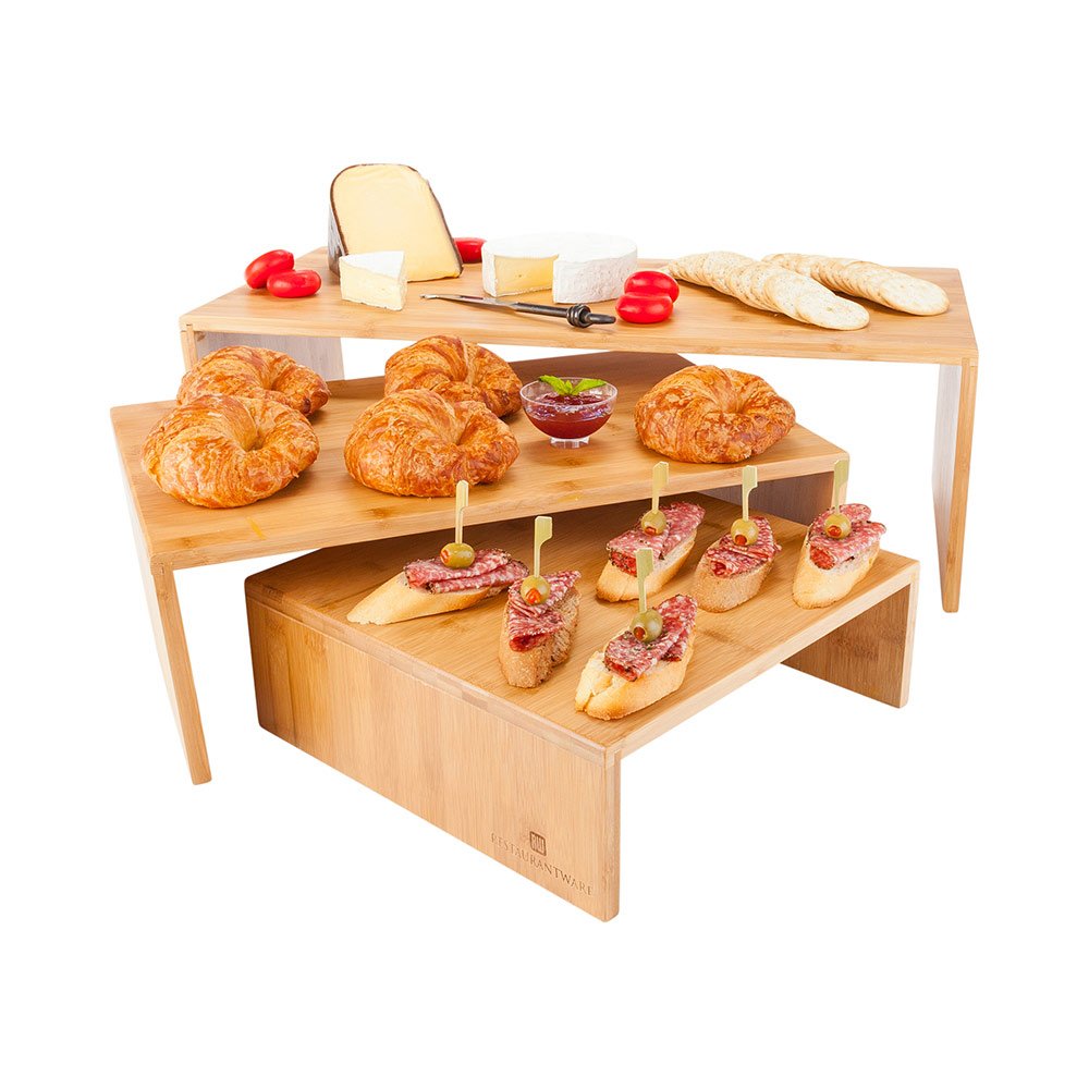 Bamboo Display Stand 8 inches depth 3 sizes a set 1 count box