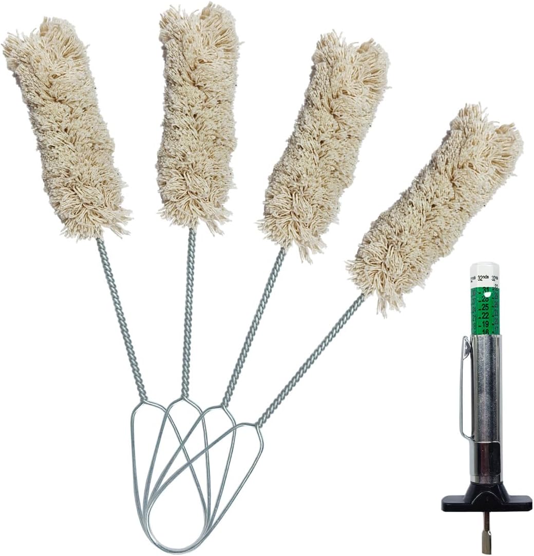 4PCS 12.5" Long Tire Lubricant Brush Applicator Swab Set - Extra Long Handle Tire Lube Brush with Tread Depth Gauge - Universal Tire Lubricant Swabs for Most Common Lube Buckets (Single Color)