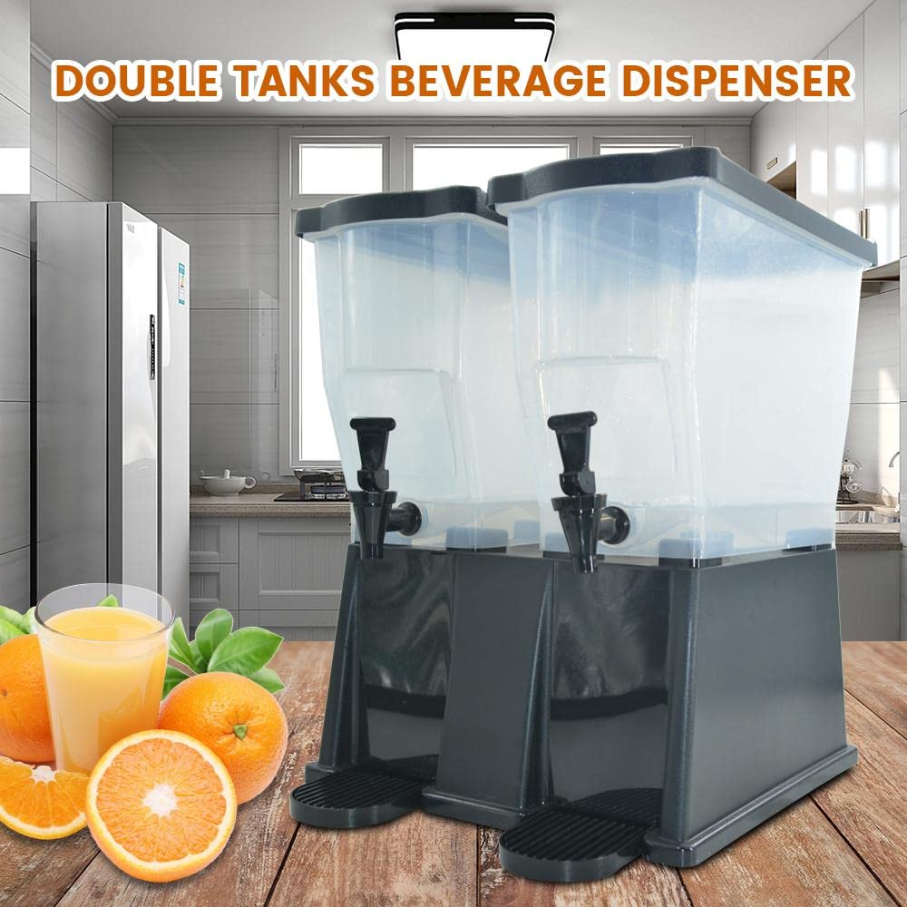 Hakka 6 Gallon Beverage Dispenser, Commercial Drink Dispenser for Parties 22L Double Tank Juice Dispenser with Spigot for Catering, Buffets, Restaurants