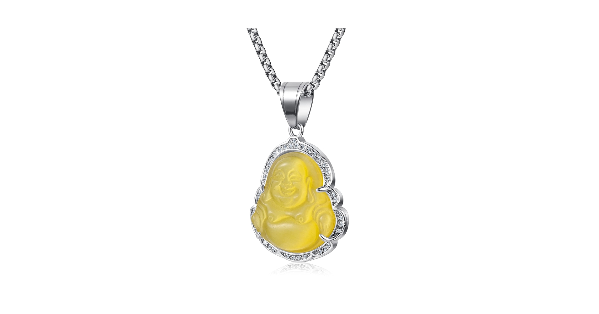 WESTMIAJW Lucky Laughing Black Buddha Pendant Chain