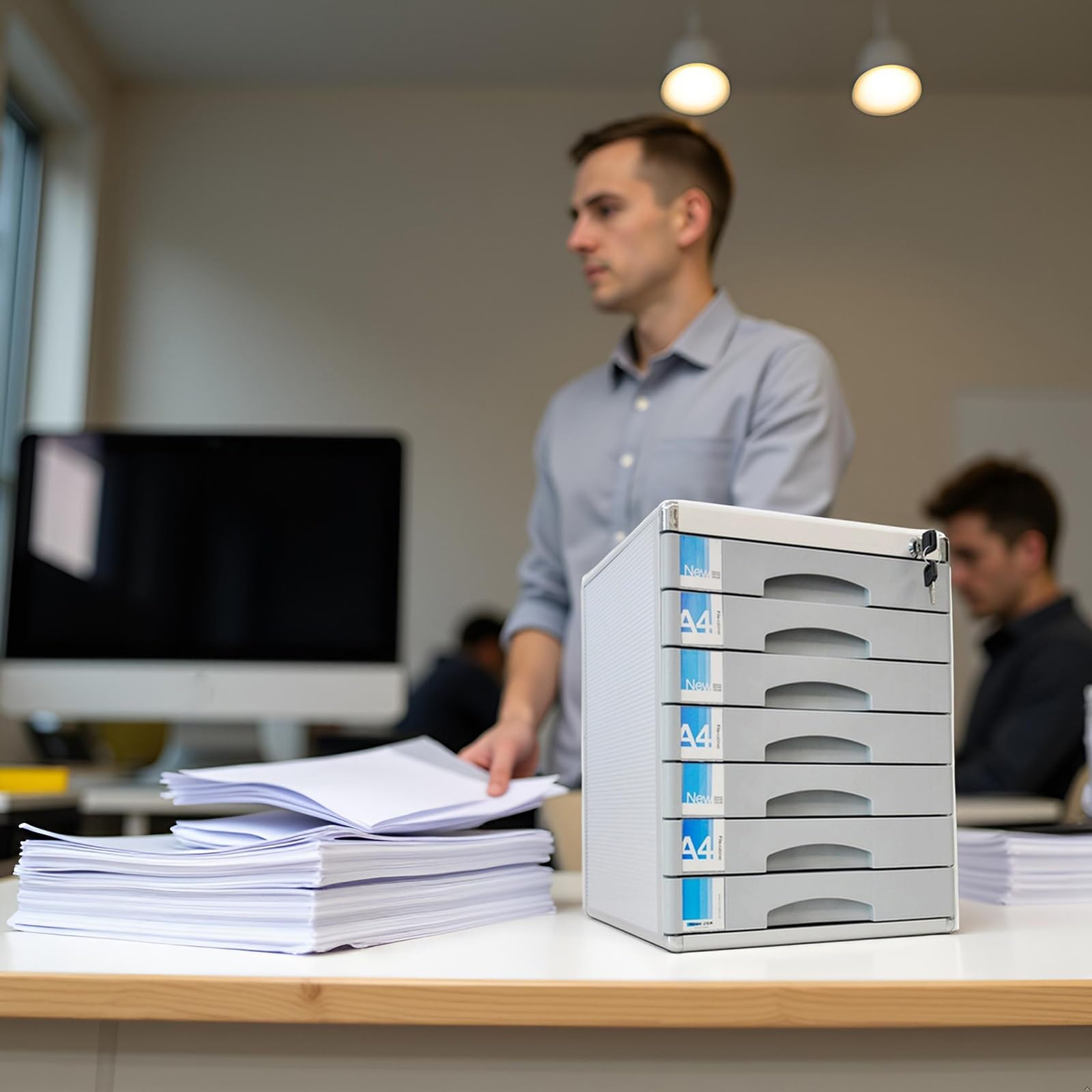 Abschließbarer Aktenschrank Für Den Schreibtisch – Mehrschichtige Aufbewahrungsschubladen Für A4-Papier, Dokumente, Bürobedarf Für Zuhause, Büro Und Schule(5-Layers)
