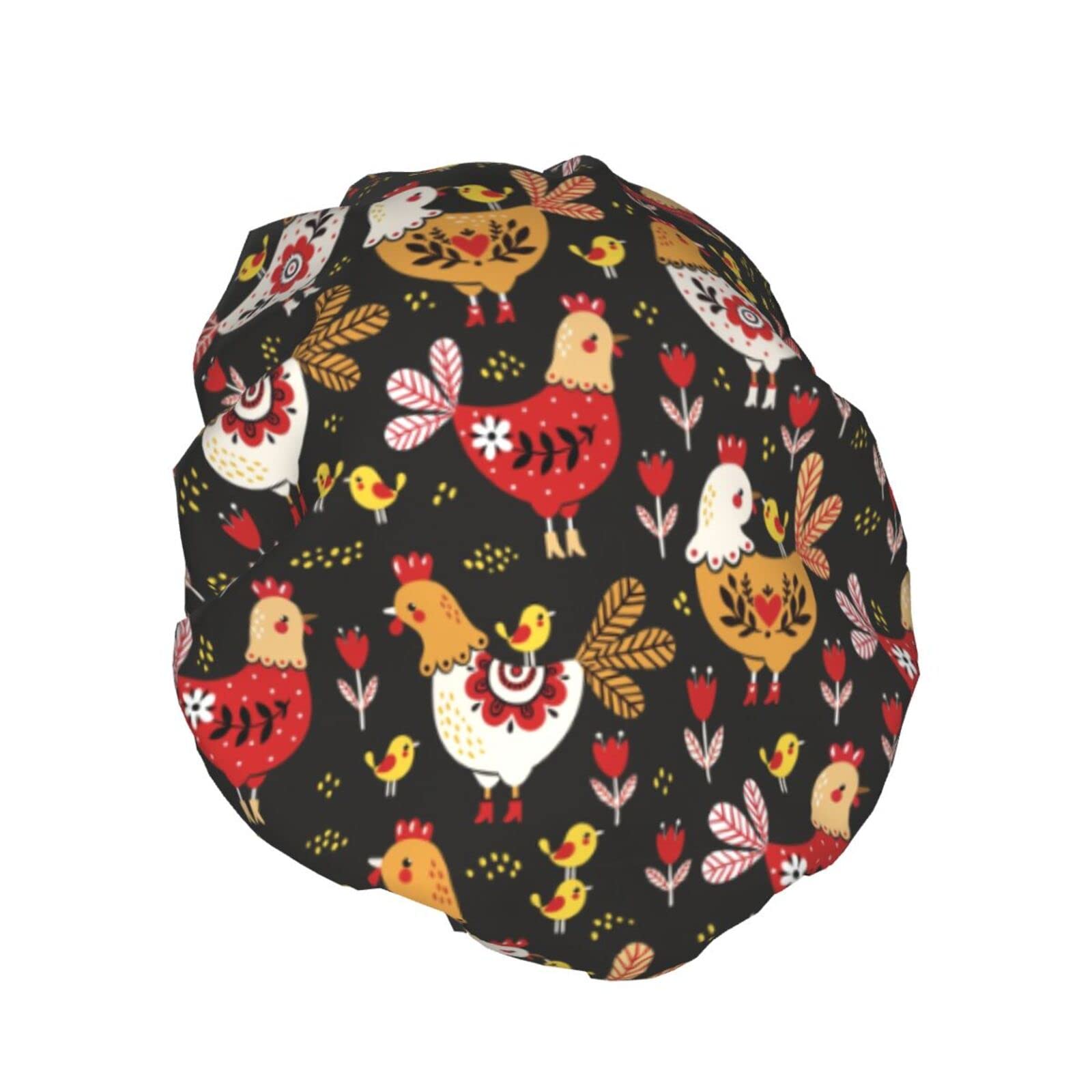 Cute Chicken Shower Cap For Women Adjustable Double Layers Bathing Shower Hats Bath Caps Hair Protection For Ladies Girls Adult Kids
