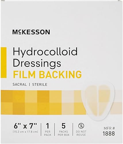 Miniatura 6 de McKesson Apósito hidrocoloide, estéril, sacro, respaldo de película, 6 in x 7 in, 5 unidades, 1 paquete