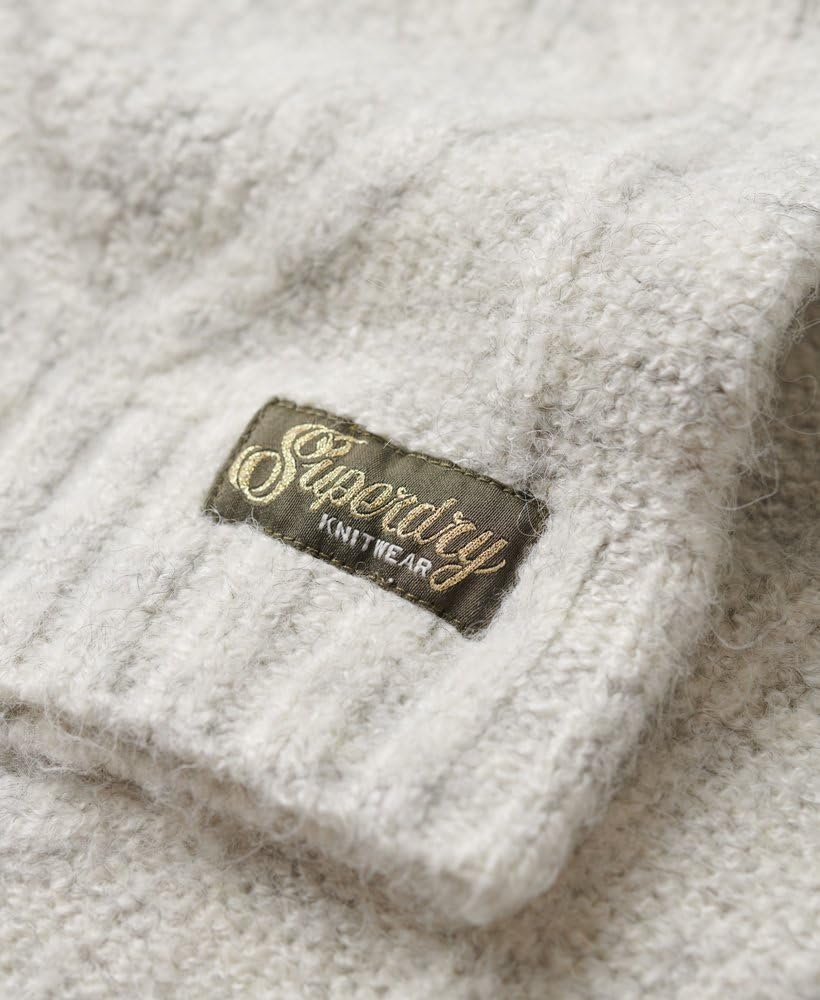 Superdry Chunky Cavo Knit Jumper W6110498A Ice Marl Grey Taglia 16, Ice Marl Grey, 48